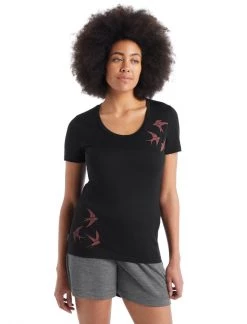 Womens Icebreaker Women Tech Lite II SS Scoop Tee Swarming Shapes