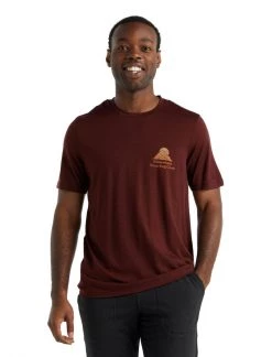 Mens Icebreaker Men Tech Lite II SS Tee Mountain Touring Club Espresso