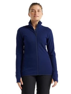 Icebreaker Womens Descender LS Zip Royal Navy