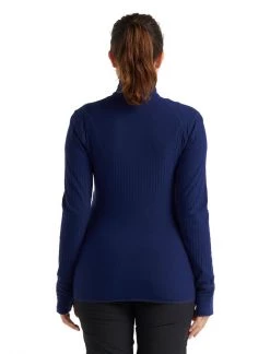 Icebreaker Womens Descender LS Zip Royal Navy
