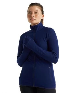 Icebreaker Womens Descender LS Zip Royal Navy