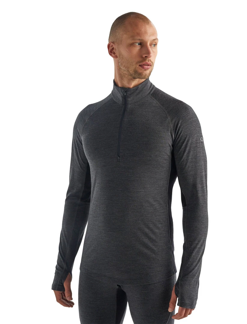 Icebreaker 260 Zone LS Half Zip Jet Heather/Black Mens 1 Icebreaker 260 Zone LS Half Zip Jet Heather/Black Mens