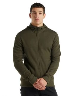 Icebreaker Mens Elemental LS Zip Hood Loden
