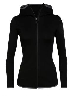 Icebreaker Wmns Elemental LS Zip Hood Black Womens