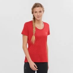 Salomon Agile Ss Tee W Heather/Scarlet Womens