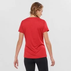 Salomon Agile Ss Tee W Heather/Scarlet Womens