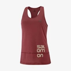 Salomon Cross Run Graphic Tank W Cabernet/Heather Womens