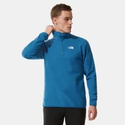 The North Face Mens 100 Glacier Fleece QZ Banff Blue