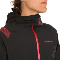 Womens La Sportiva Run Jacket W Black/Hibiscus