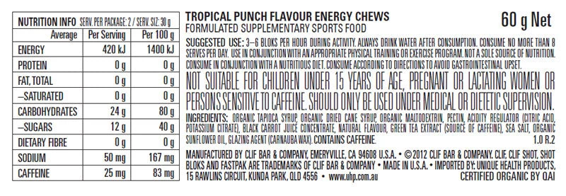 Hike/Camp CLIF SHOT BLOKS TROPICAL PUNCH CAFFEINE 60g 2 Hike/Camp CLIF SHOT BLOKS TROPICAL PUNCH CAFFEINE 60g