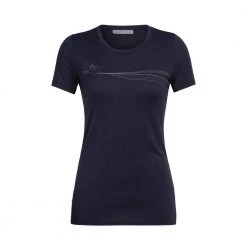 Icebreaker Wmns Tech Lite SS Low Crewe Cadence Paths Midnight Navy Womens