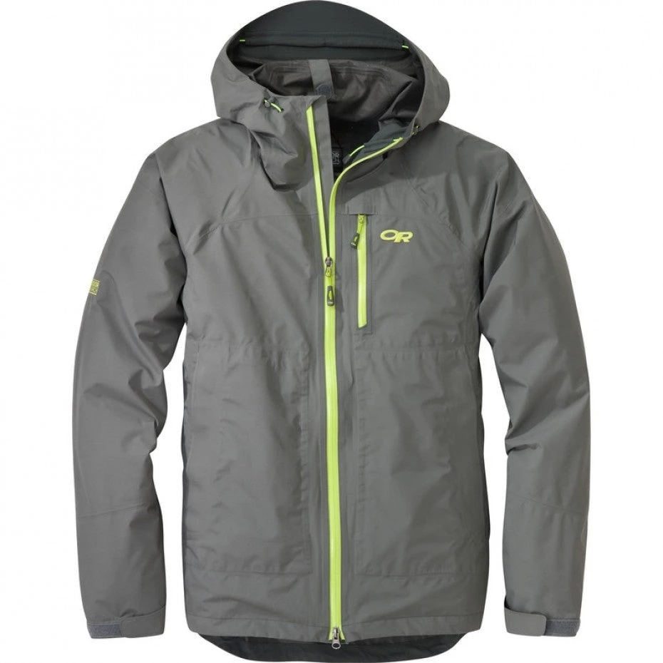 OUTDOOR RESEARCH Mens Foray Jacket Pewter/lemongrass 1 OUTDOOR RESEARCH Mens Foray Jacket Pewter/lemongrass