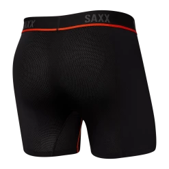 Mens Saxx Kinetic Hd Boxer Brief Black/Vermillion