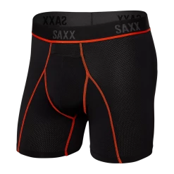 Mens Saxx Kinetic Hd Boxer Brief Black/Vermillion