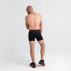 Mens Saxx Kinetic Hd Boxer Brief Black/Vermillion