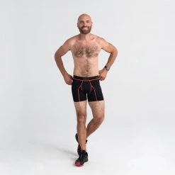 Mens Saxx Kinetic Hd Boxer Brief Black/Vermillion